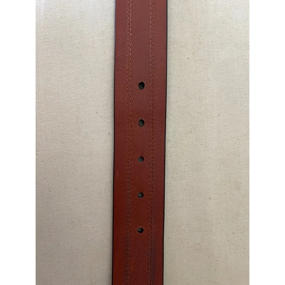 Johnston & Murphy Mens Leather Belt 44 Brown Suede Overlay Contrast Stitch Casua
